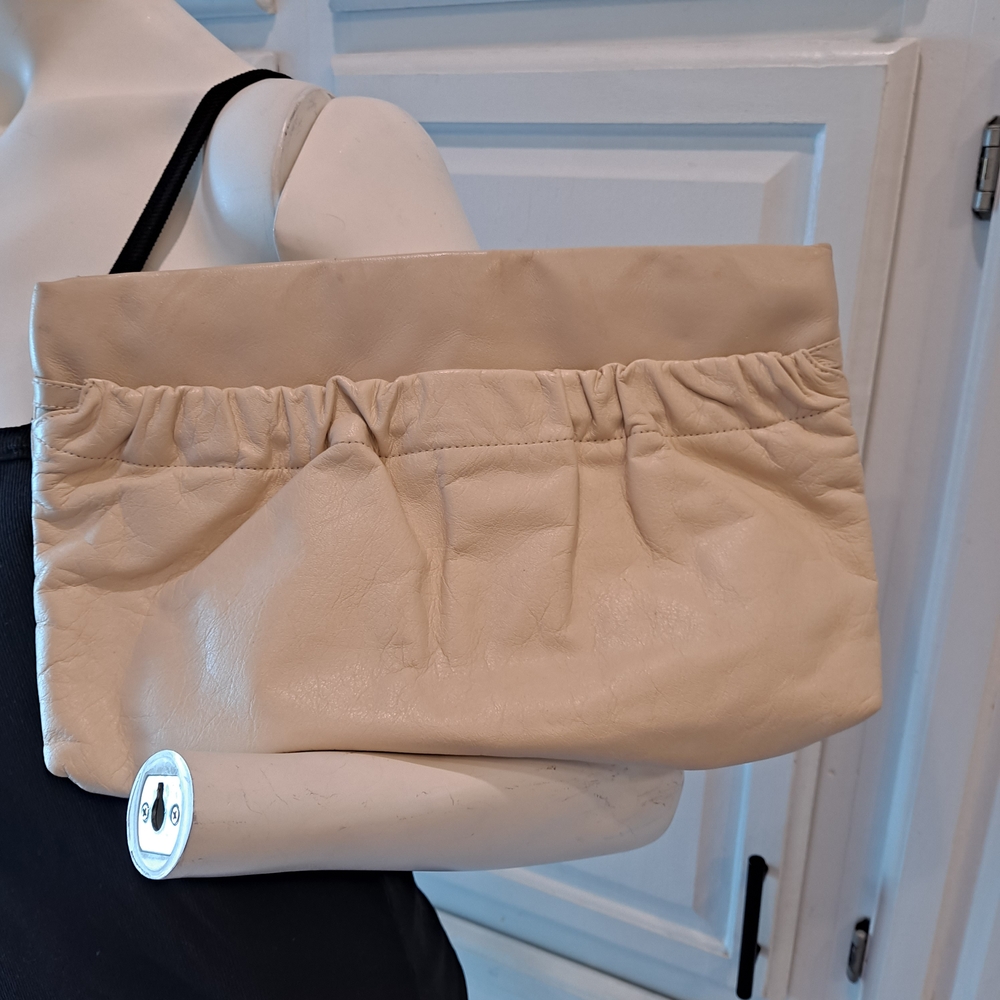 Chic Cream Leather Clutch